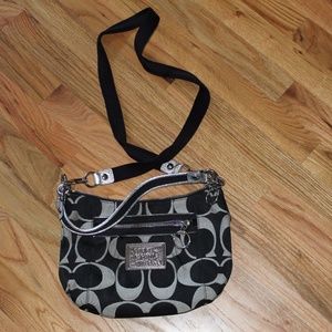 Coach black and white over the shoulder bag